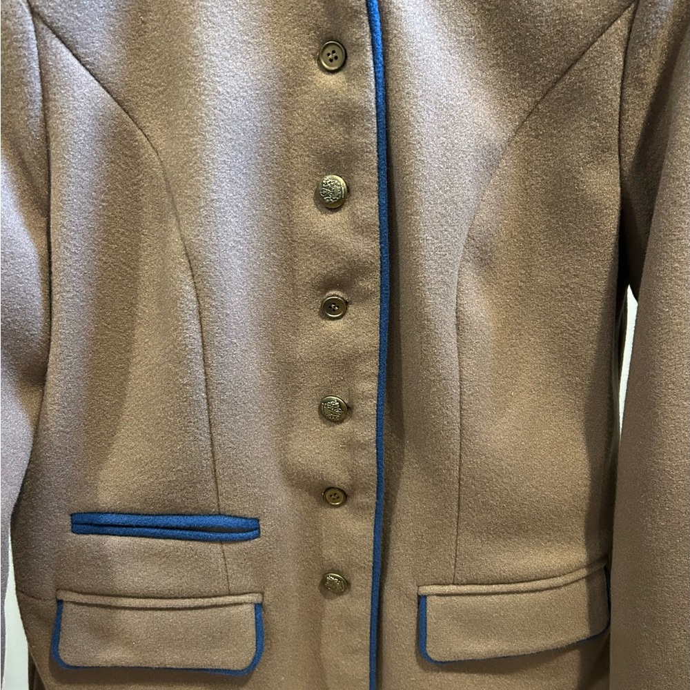 Structured Wool-Blend Jacket with Blue Trim - Size M New w/o Tags - Picture 2 of 5